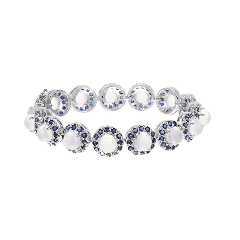 Sterling Silver Moonstone & Sapphire Bracelet