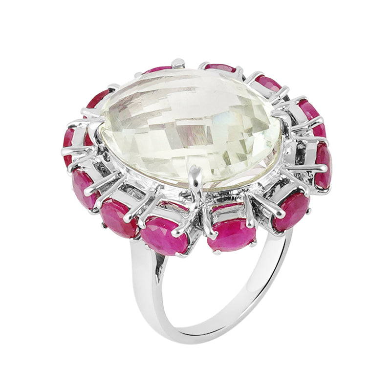 Ruby & Green Amethyst Ring in Sterling Silver