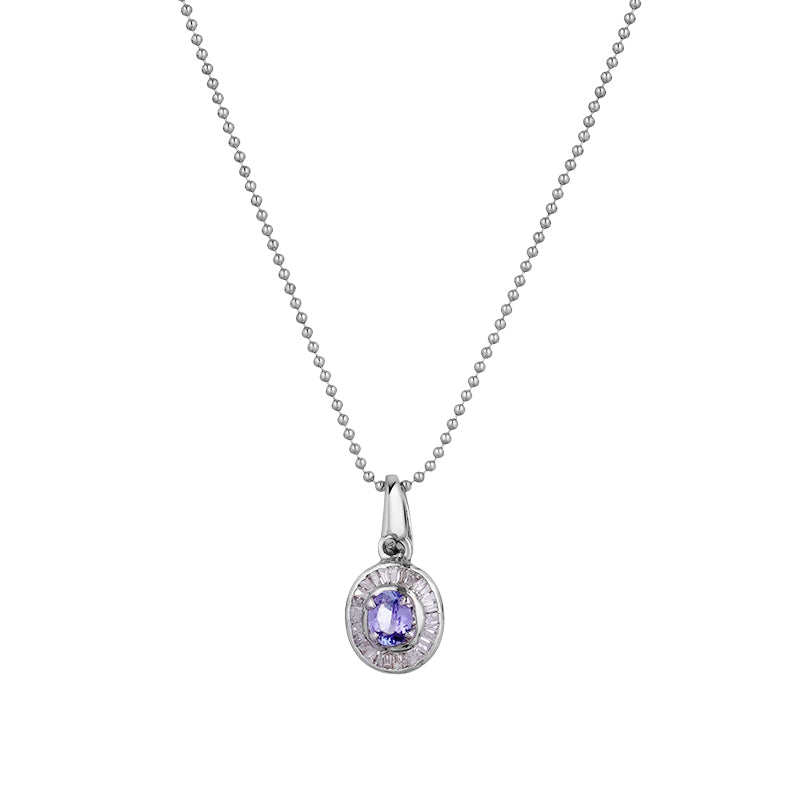 Sterling Silver Tanzanite & Diamond Pendant