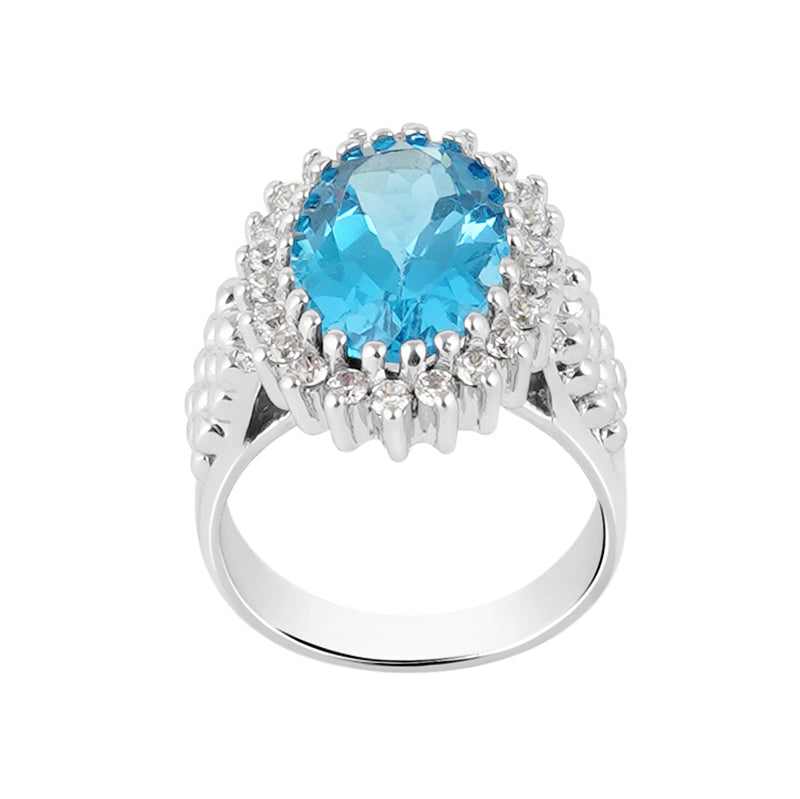 Blue Topaz & Zircon Ring in Sterling Silver