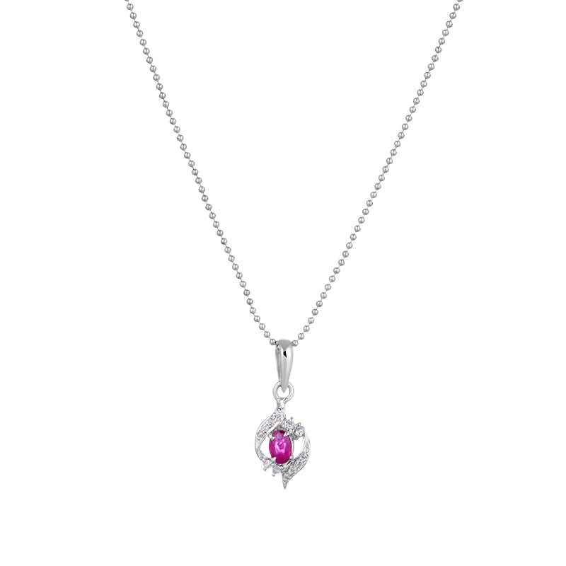 Sterling Silver Ruby & Diamond Pendant