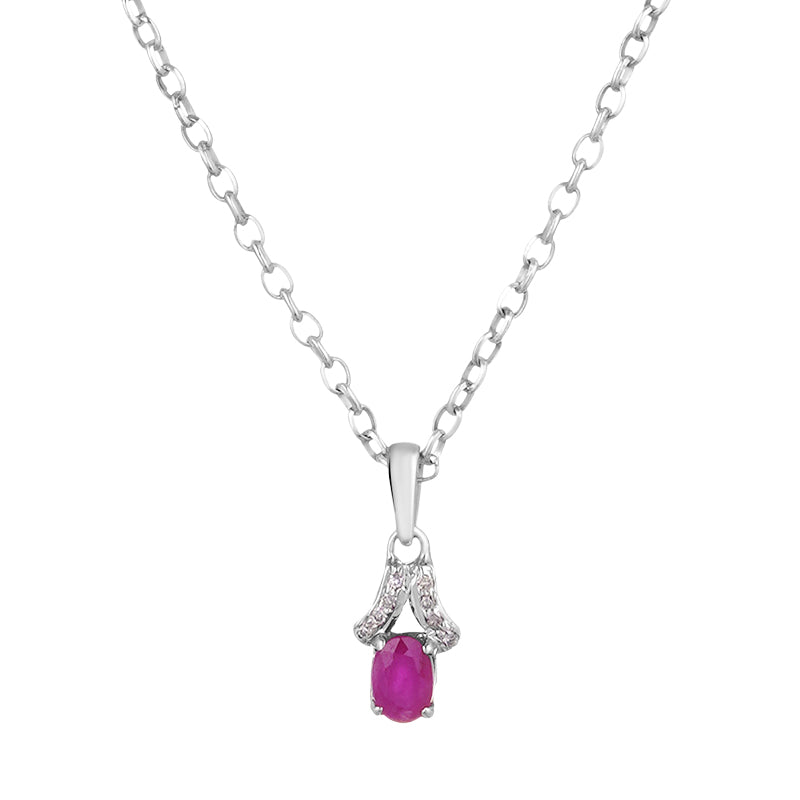 Sterling Silver Ruby & Diamond Pendant