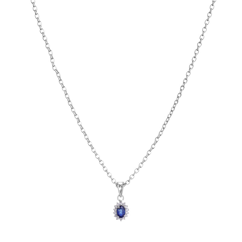 Sterling Silver Sapphire & Diamond Pendant