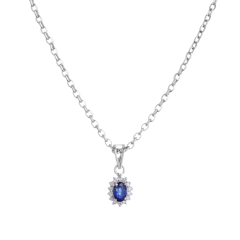 Sterling Silver Sapphire & Diamond Pendant