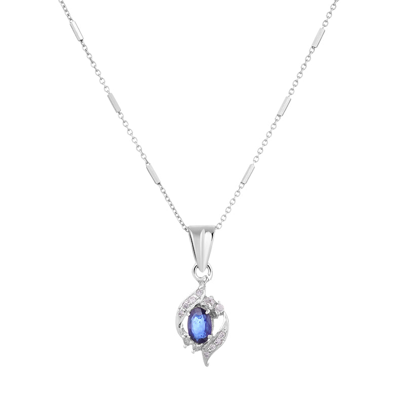 Sterling Silver Sapphire & Diamond Pendant