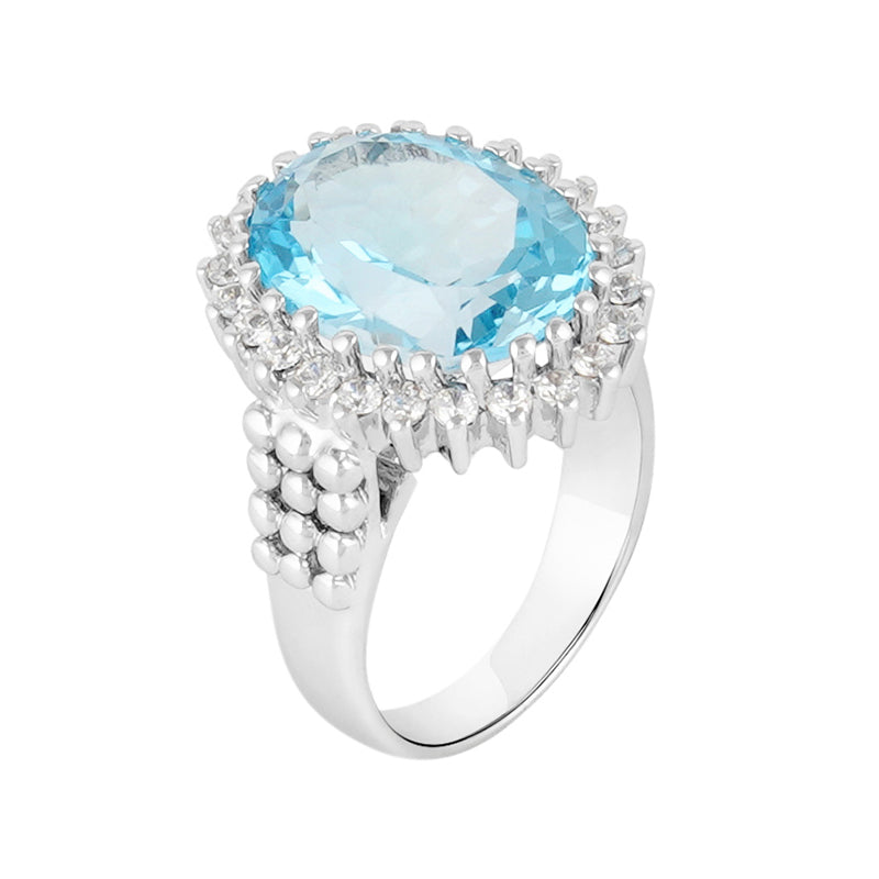 Blue Topaz & Zircon Ring in Sterling Silver