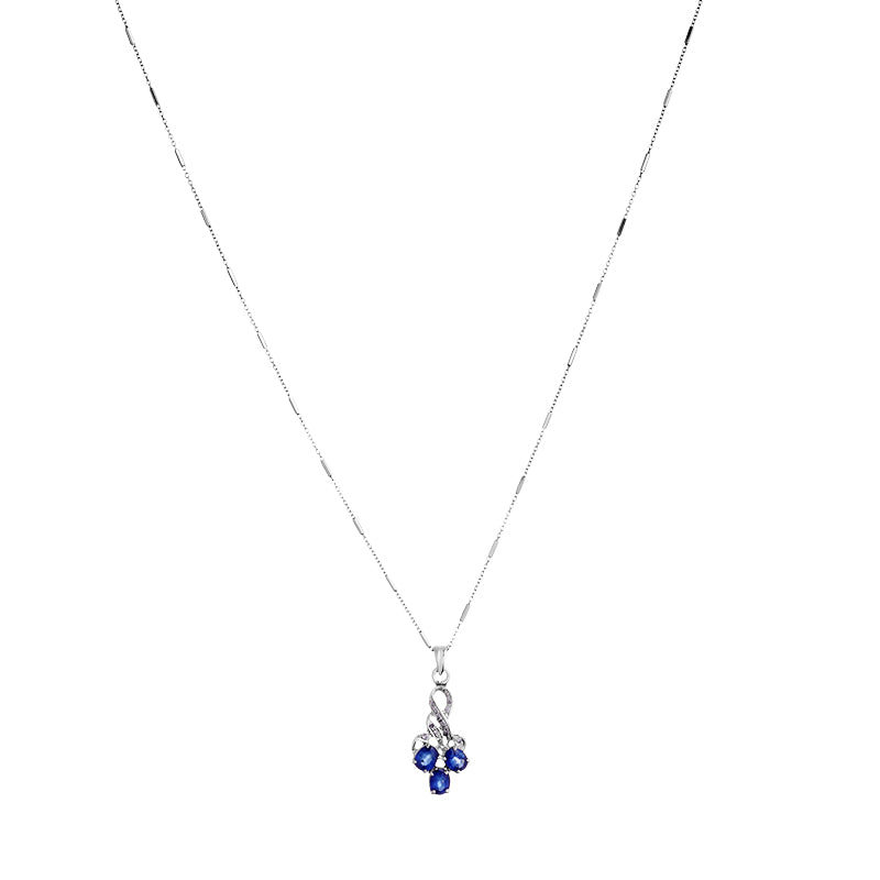 Sterling Silver Sapphire & Diamond Pendant