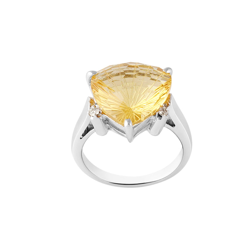 Golden Topaz & Diamond Ring in Sterling Silver