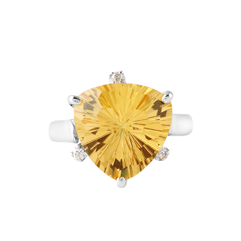 Golden Topaz & Diamond Ring in Sterling Silver