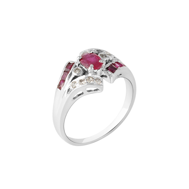 Ruby & Diamond Ring in Sterling Silver