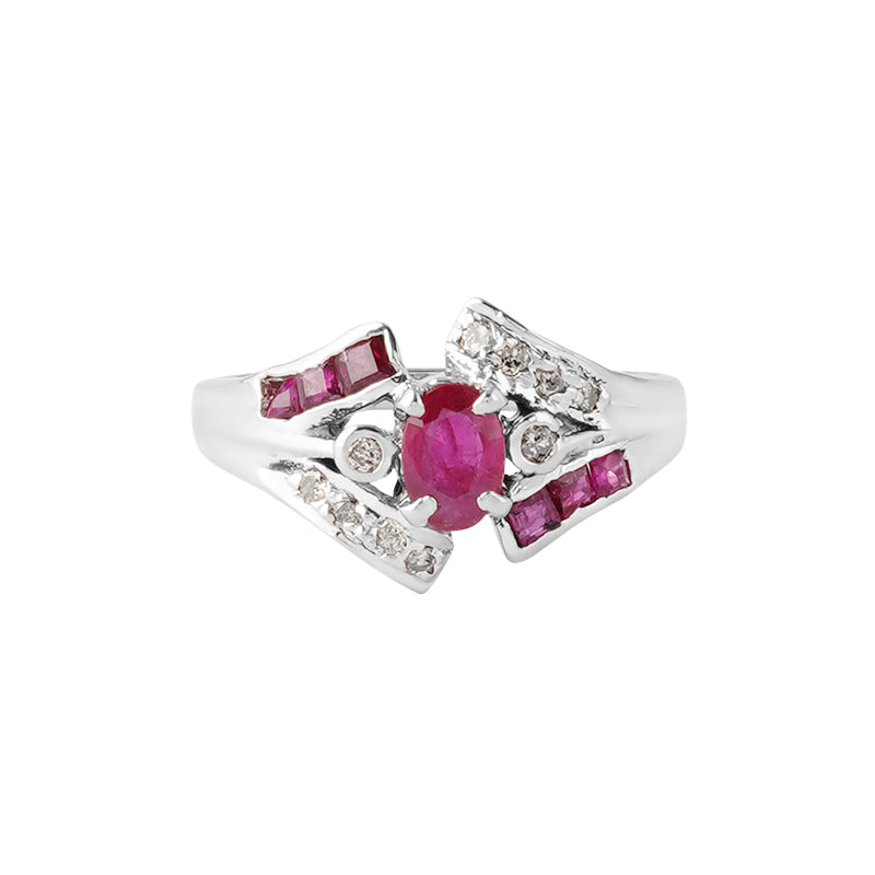 Ruby & Diamond Ring in Sterling Silver