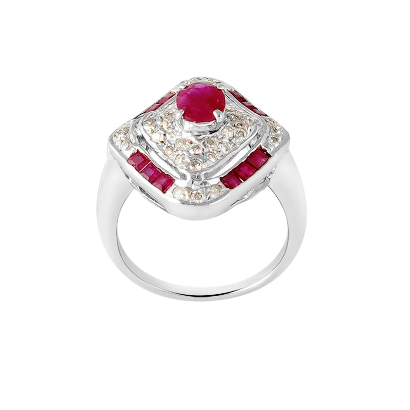 Ruby & Diamond Ring in Sterling Silver