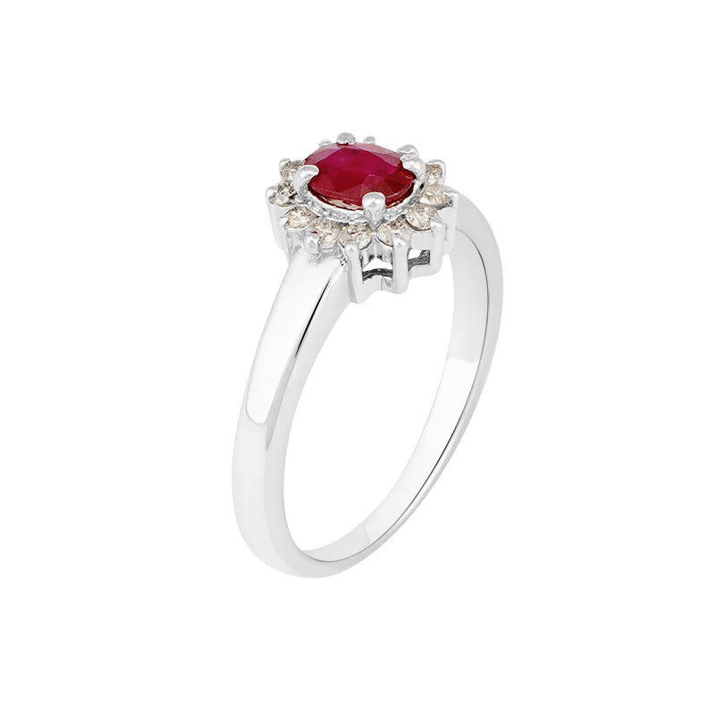 Ruby & Diamond Ring in Sterling Silver