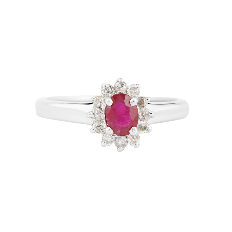 Ruby & Diamond Ring in Sterling Silver