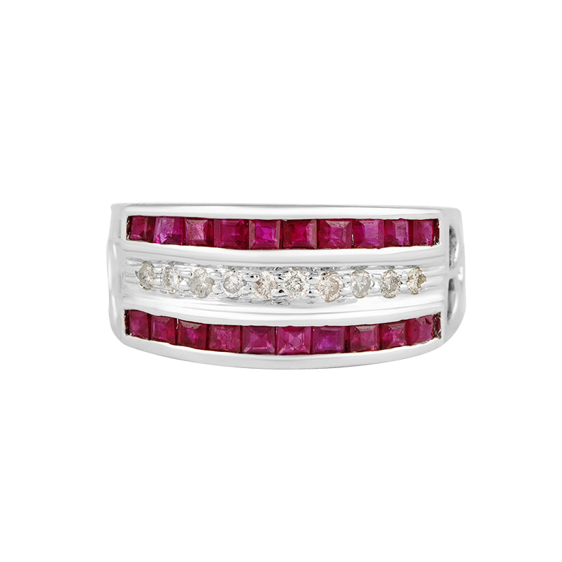 Ruby & Diamond Ring in Sterling Silver