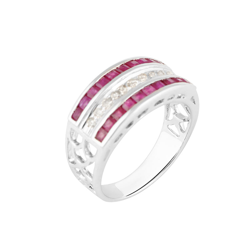 Ruby & Diamond Ring in Sterling Silver