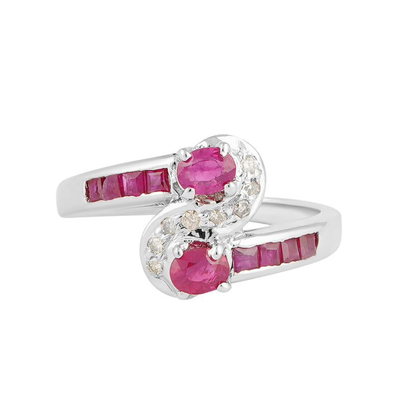 Ruby & Diamond Ring in Sterling Silver