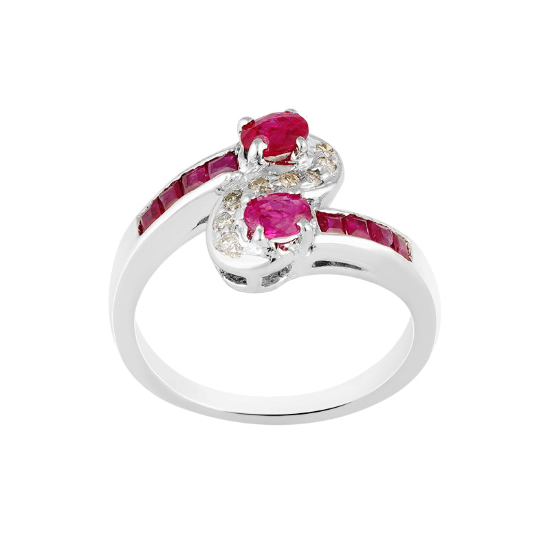 Ruby & Diamond Ring in Sterling Silver