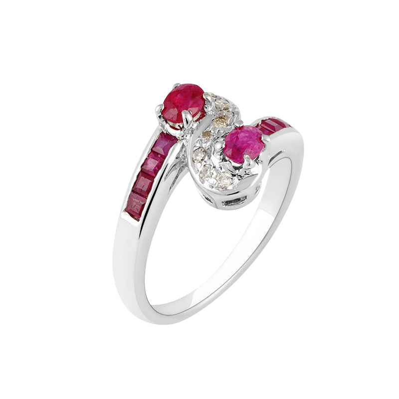 Ruby & Diamond Ring in Sterling Silver