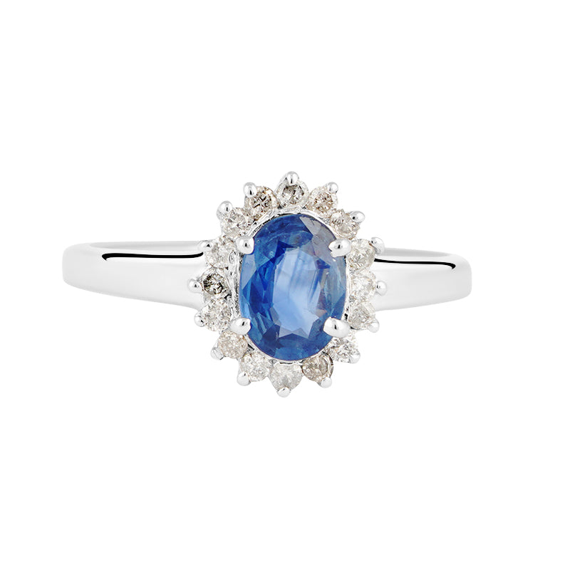 Sapphire & Diamond Ring in Sterling Silver