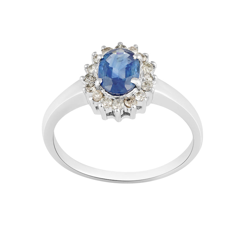 Sapphire & Diamond Ring in Sterling Silver