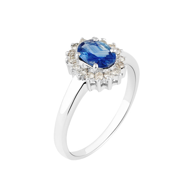 Sapphire & Diamond Ring in Sterling Silver