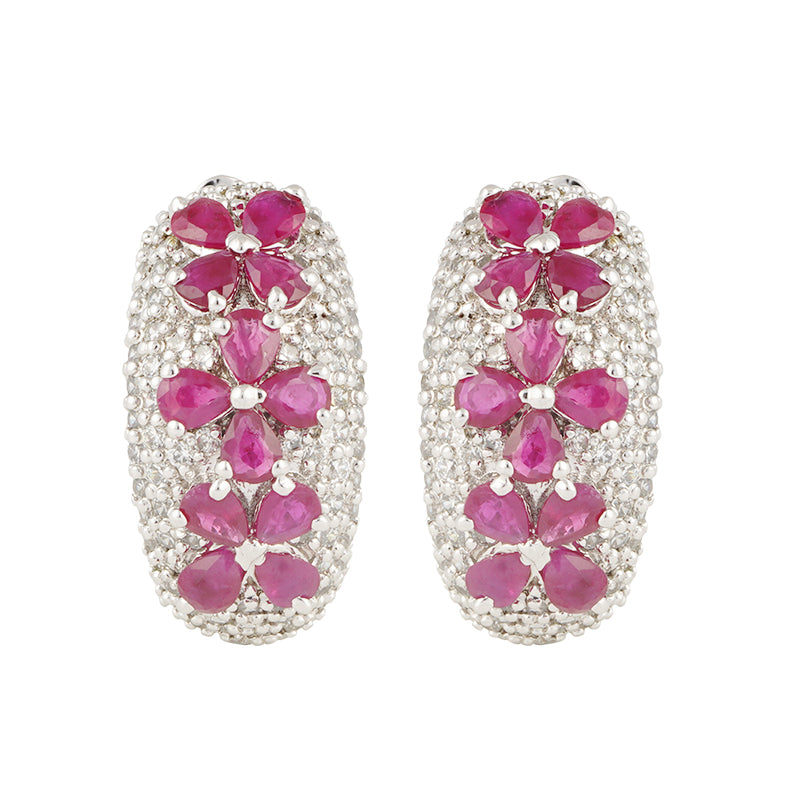 Sterling Silver Ruby & Zircon Stud