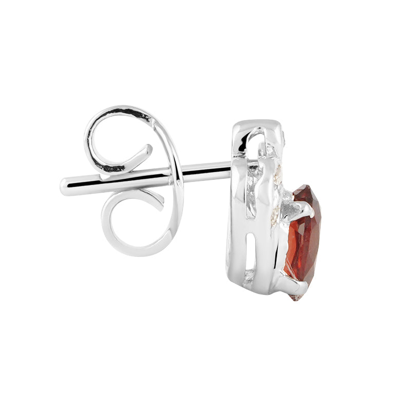 Sterling Silver Garnet & Diamond Stud