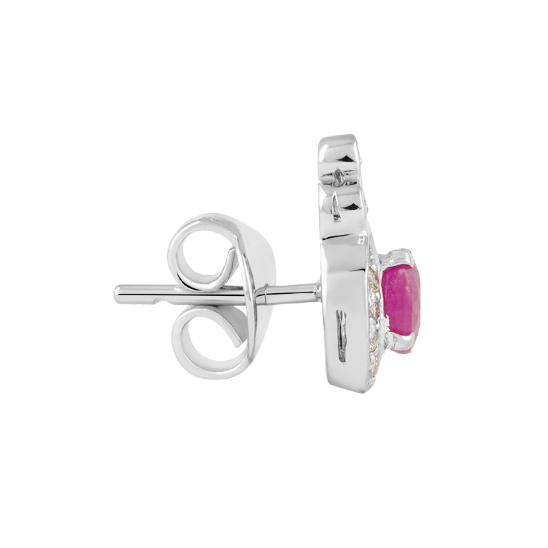 Sterling Silver Ruby & Diamond Stud