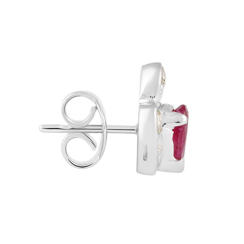 Sterling Silver Ruby & Diamond Stud