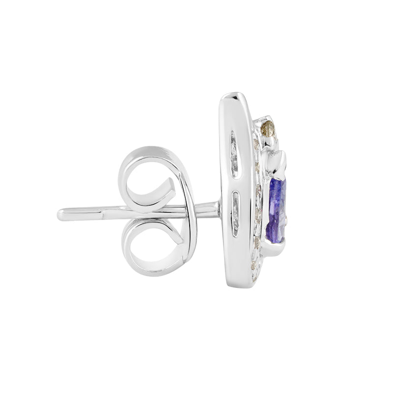 Sterling Silver Tanzanite & Diamond Stud