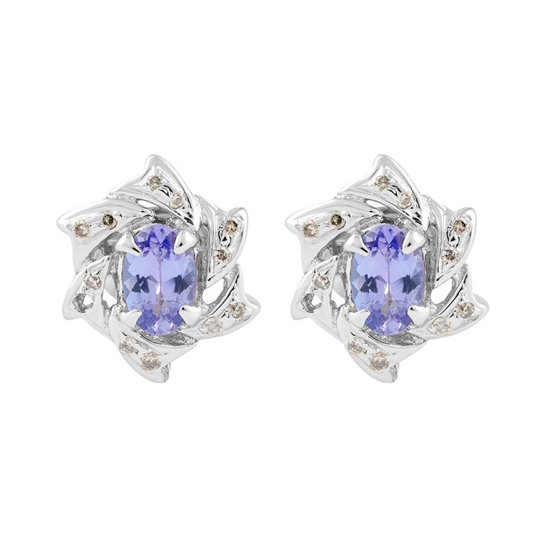 Sterling Silver Tanzanite & Diamond Stud