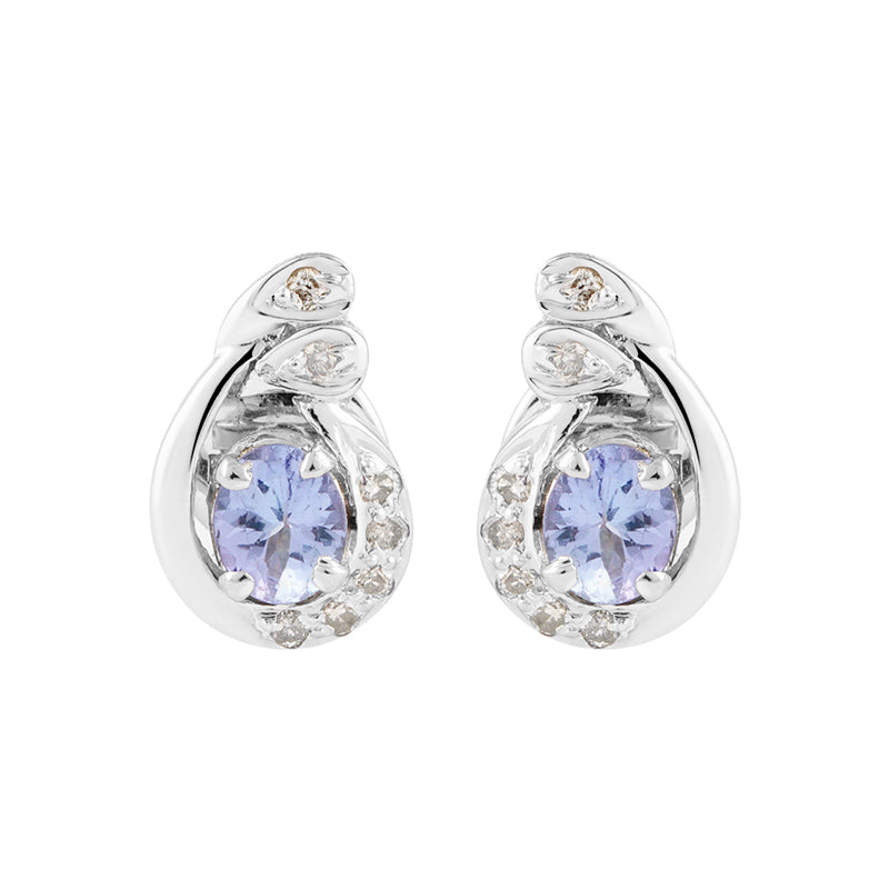 Sterling Silver Tanzanite & Diamond Stud