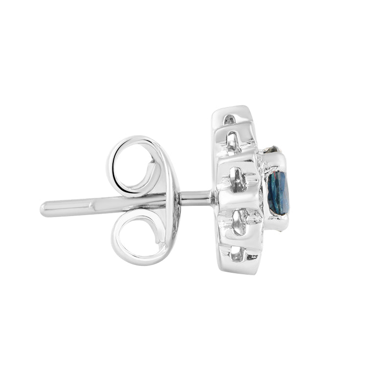 Sterling Silver Sapphire & Diamond Stud