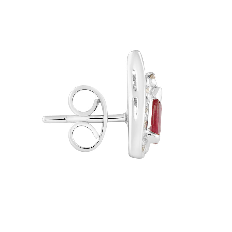 Sterling Silver Ruby & Diamond Stud