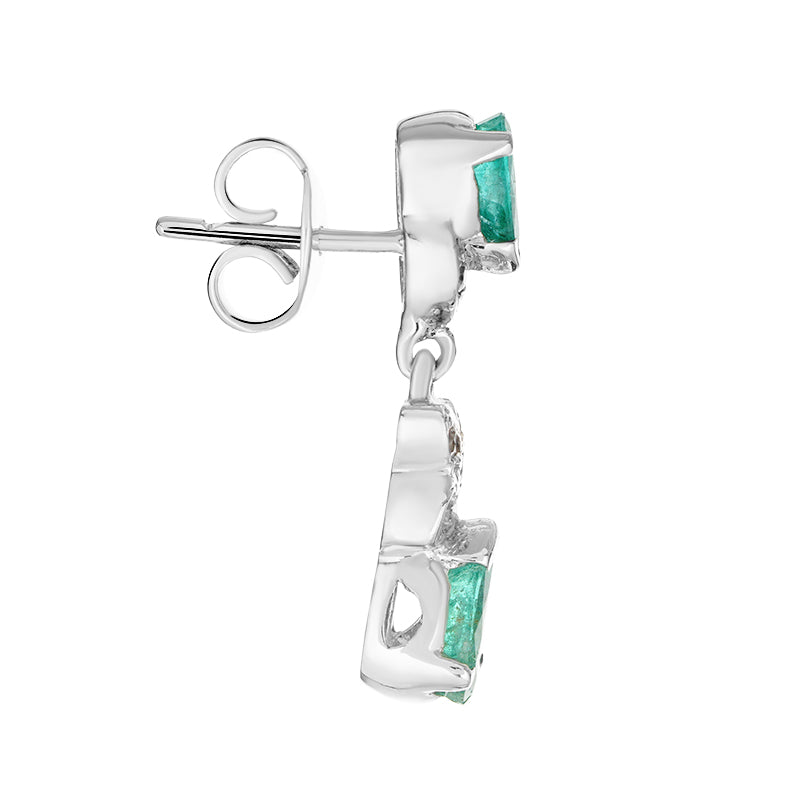 Sterling Silver Emerald & Diamond Earrings