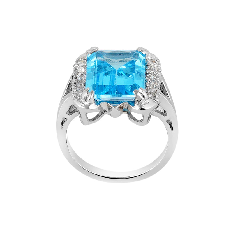 Blue Topaz & Zircon Ring in Sterling Silver