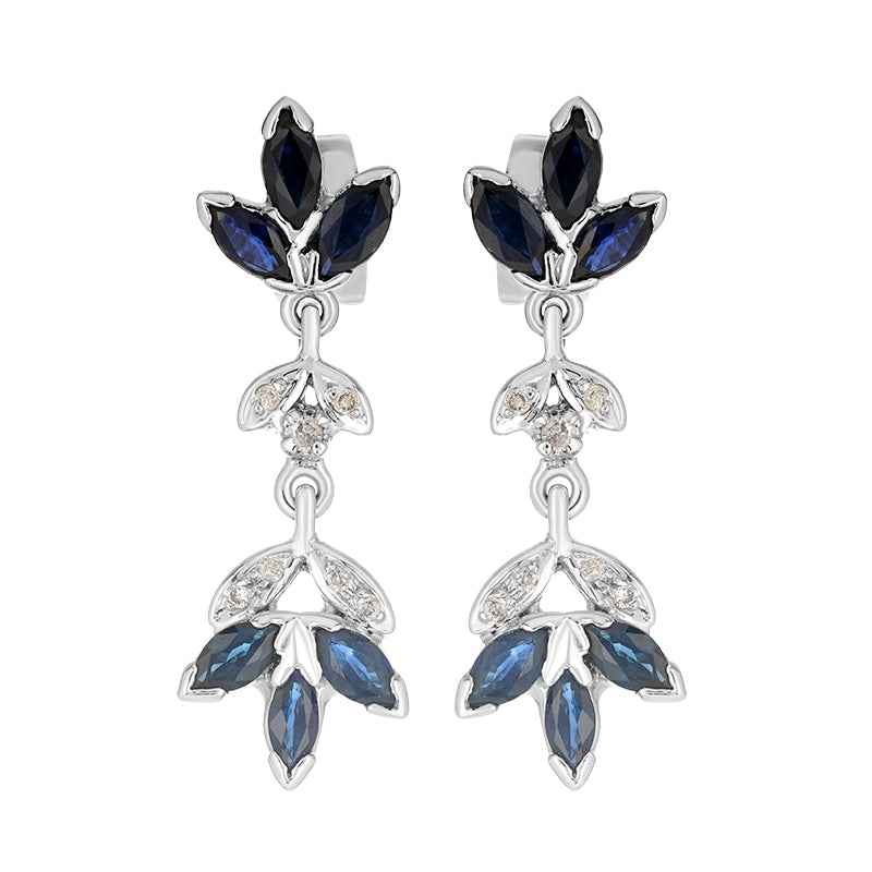 Sterling Silver Sapphire & Diamond Earrings