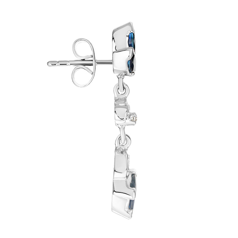 Sterling Silver Sapphire & Diamond Earrings