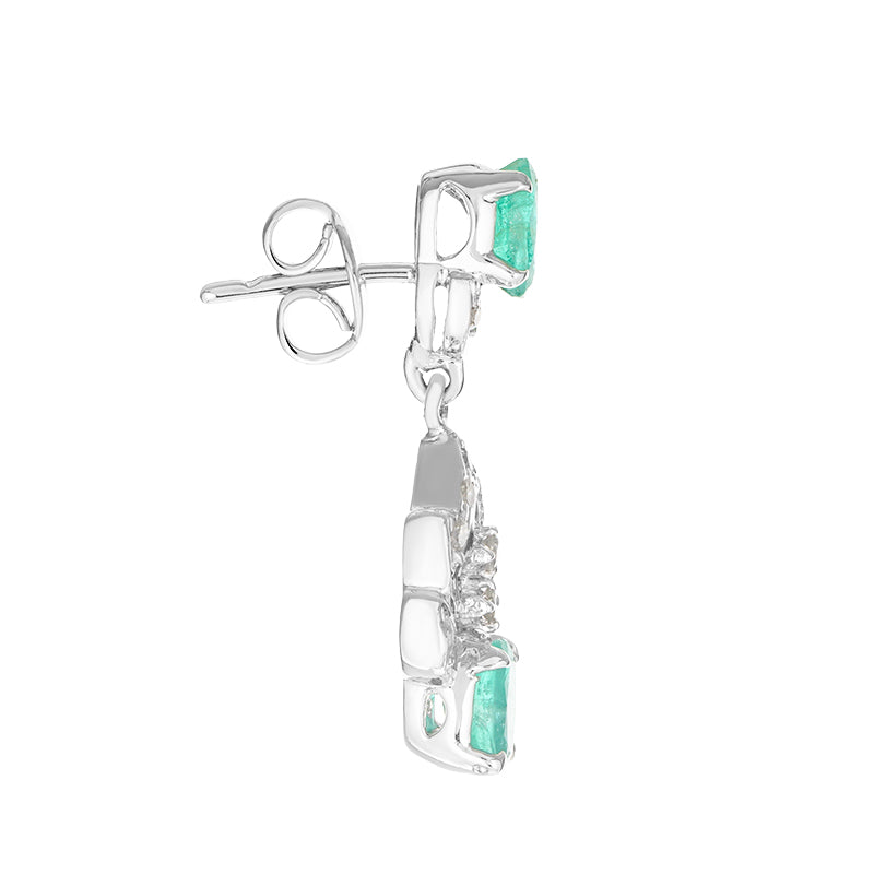 Sterling Silver Emerald & Diamond Earrings