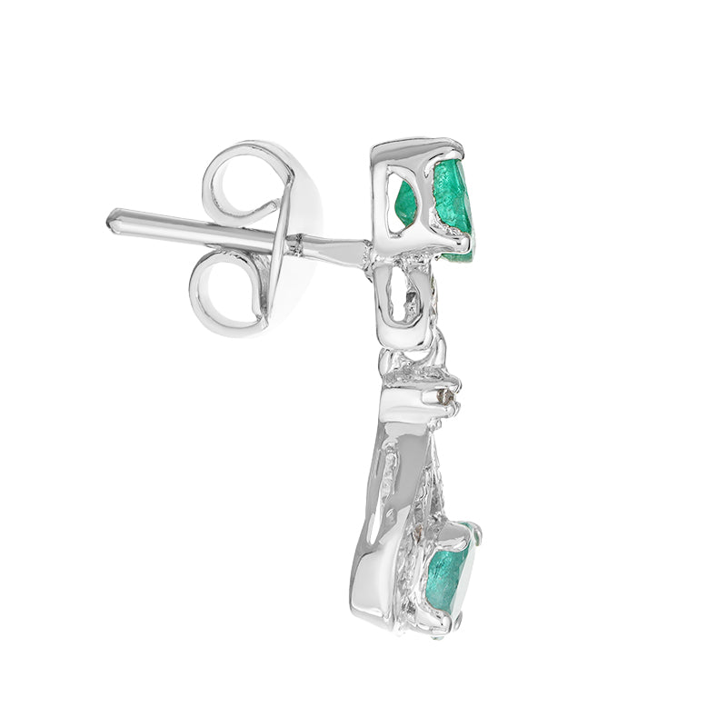 Sterling Silver Emerald & Diamond Earrings