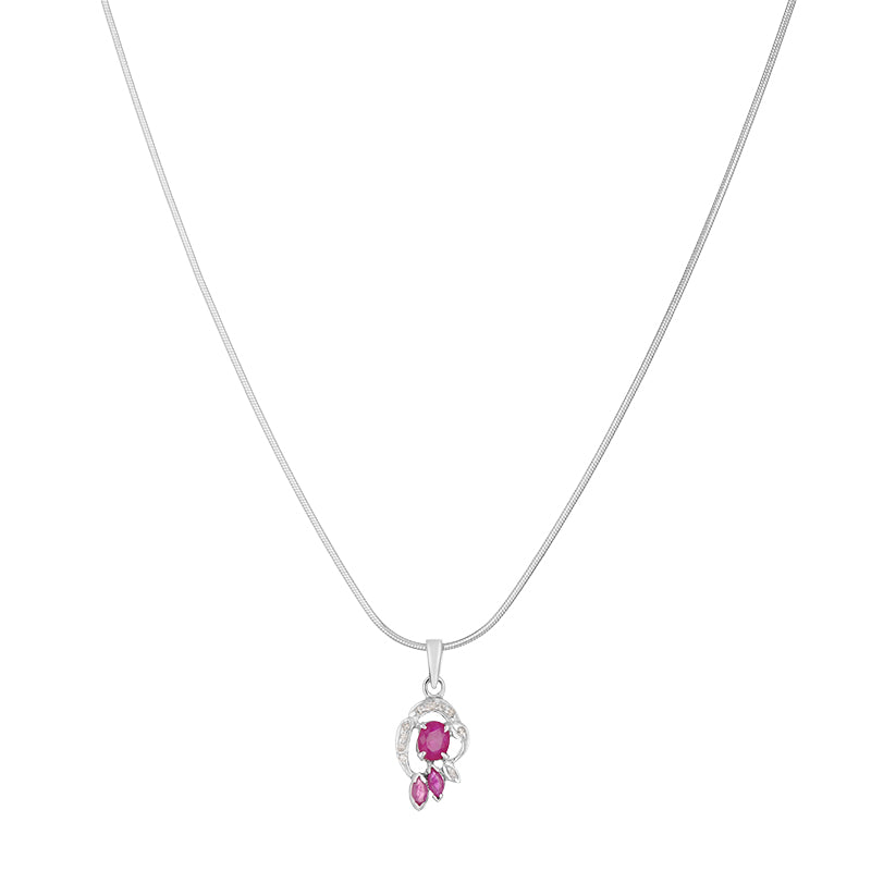 Sterling Silver Ruby & Diamond Pendant