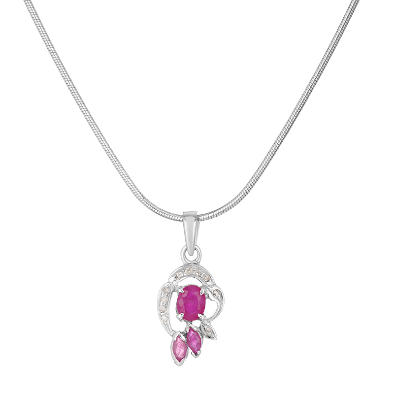 Sterling Silver Ruby & Diamond Pendant