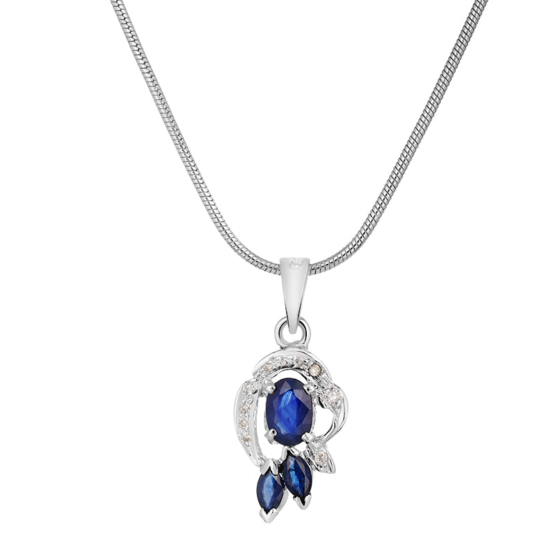 Sterling Silver Sapphire & Diamond Pendant