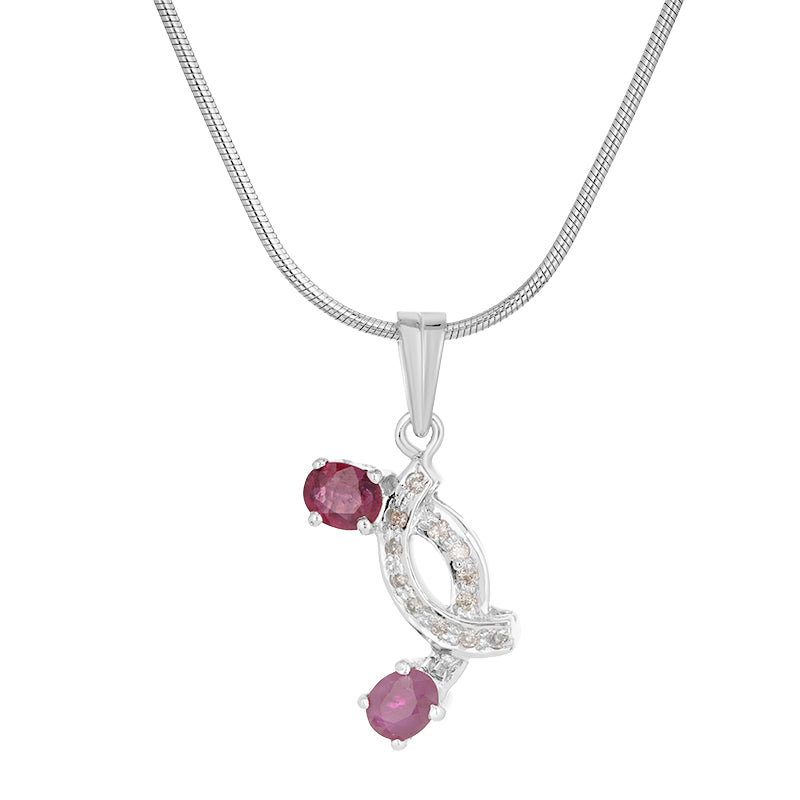 Sterling Silver Ruby & Diamond Pendant