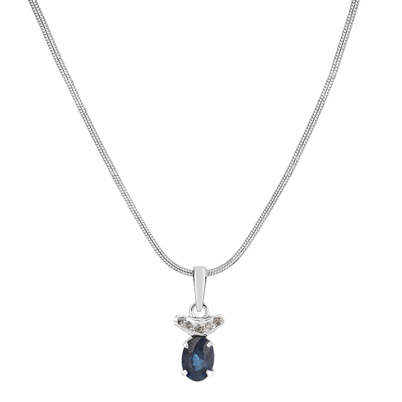 Sterling Silver Sapphire & Diamond Pendant