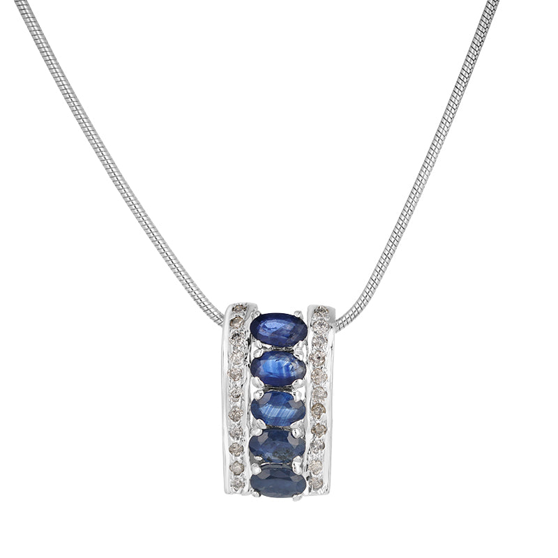 Sterling Silver Sapphire & Diamond Pendant