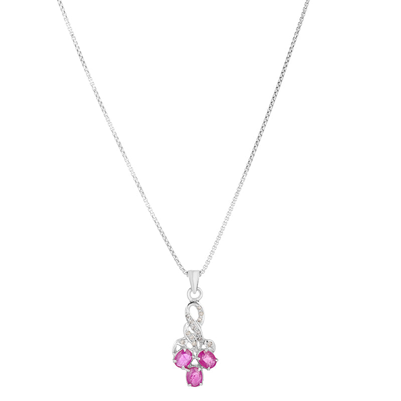 Sterling Silver Ruby & Diamond Pendant