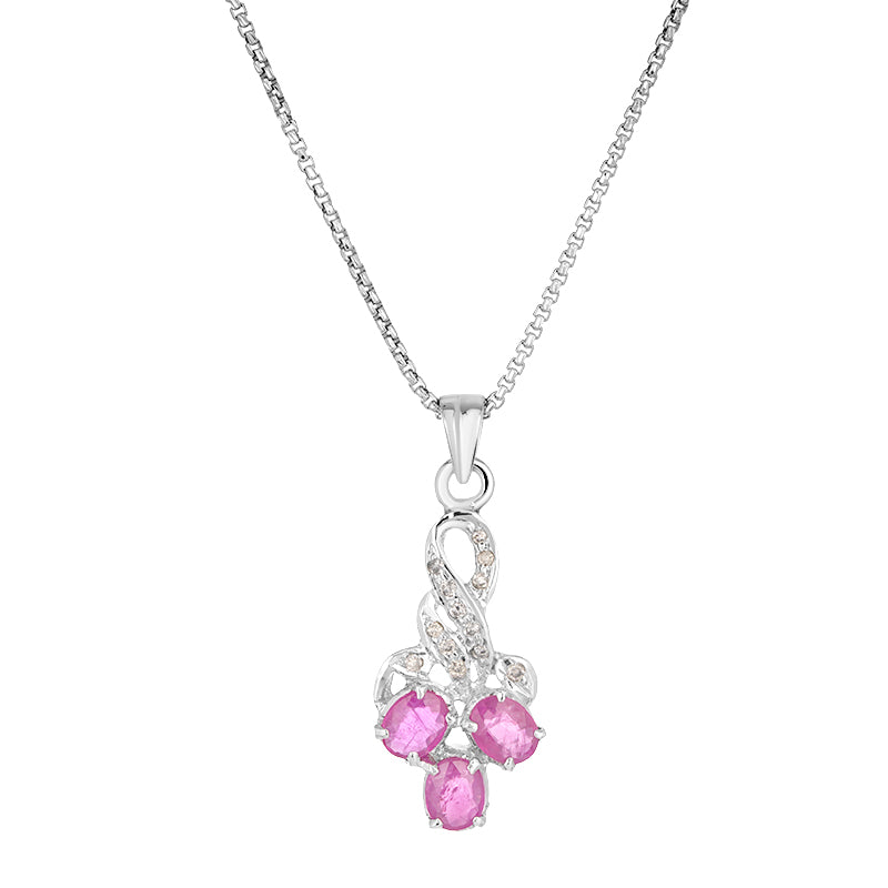 Sterling Silver Ruby & Diamond Pendant