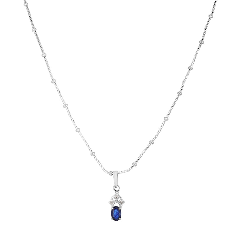 Sterling Silver Sapphire & Diamond Pendant